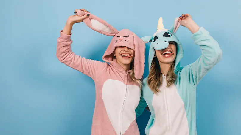 Two women in sleep pyjamas