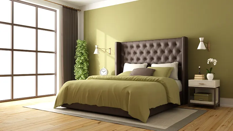 An image of a new bed in a bedroom